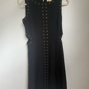 Michael Kors Black Midi Dress with Gold Eyelets